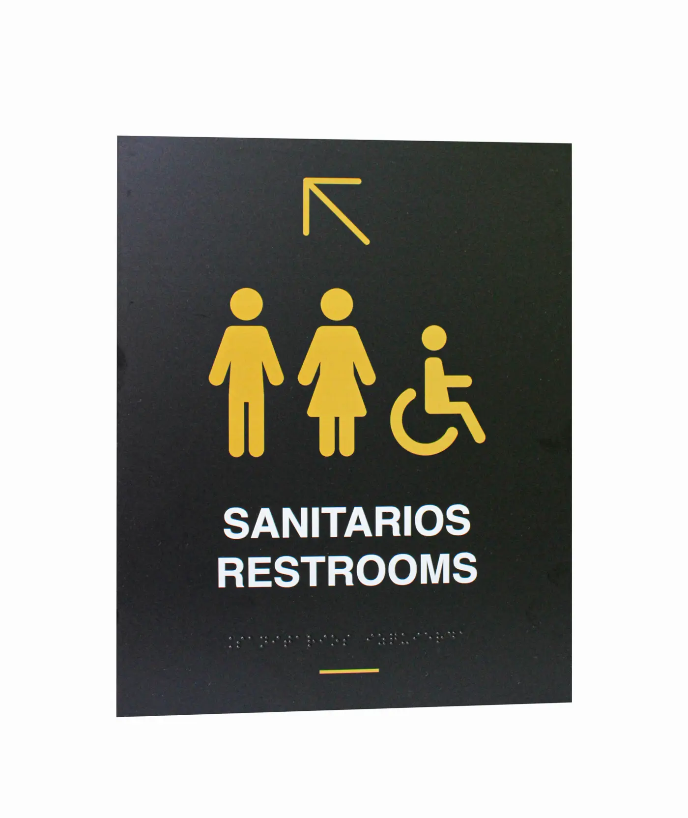 Señalética de baño mixto con Braille